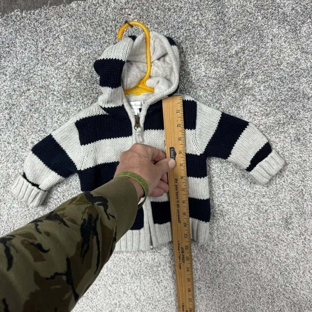 Ralph Lauren Hooded Sweater 6 Month 100% Cotton Full Zip Chunky Knit Cozy Preppy